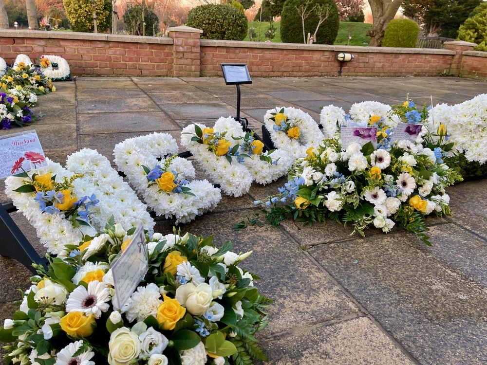 Flowers in memory of Neil Thompson